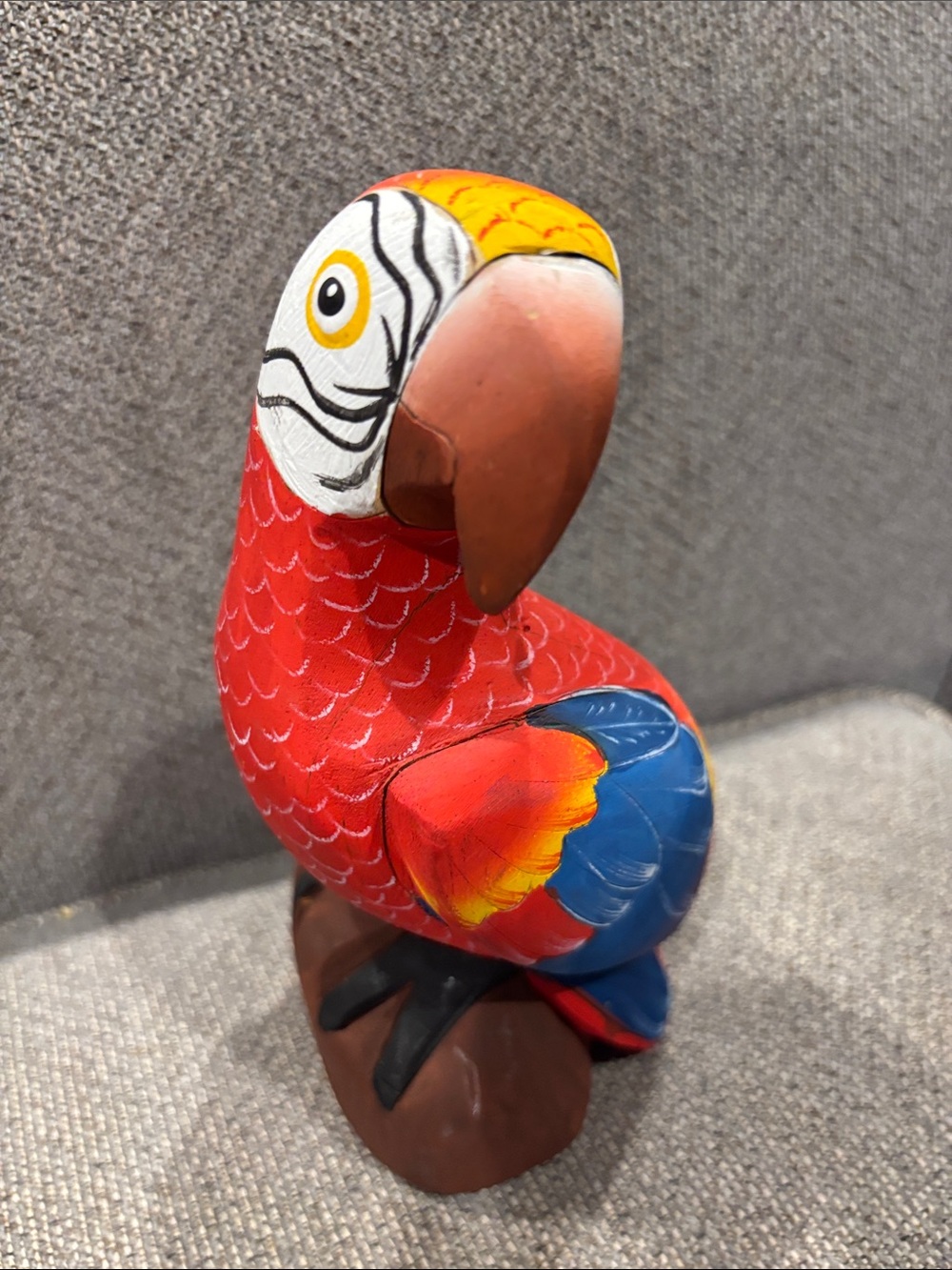 Colorful Red & Blue Parrot Bird Figurine for Pets Display